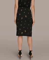 Donna Karan New York Women's Metallic Bead Embellished Pencil Skirt