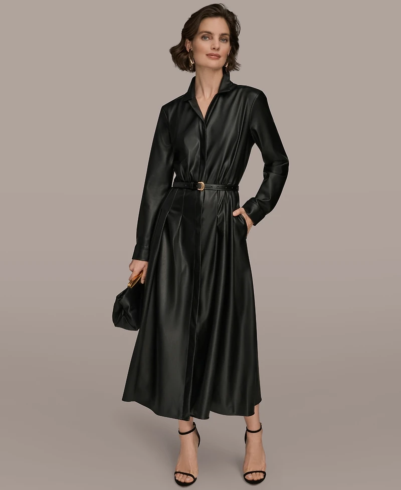 Donna Karan New York Women's Button Front Midi Dress