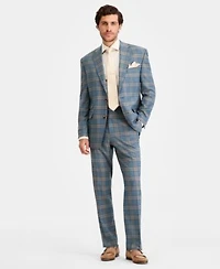 Tayion Collection Mens Classic Fit Plaid Suit Separates