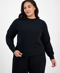 Id Ideology Plus Ottoman Knit Crewneck Pullover Top, Macy's Exclusive