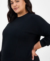 Id Ideology Plus Ottoman Knit Crewneck Pullover Top, Macy's Exclusive