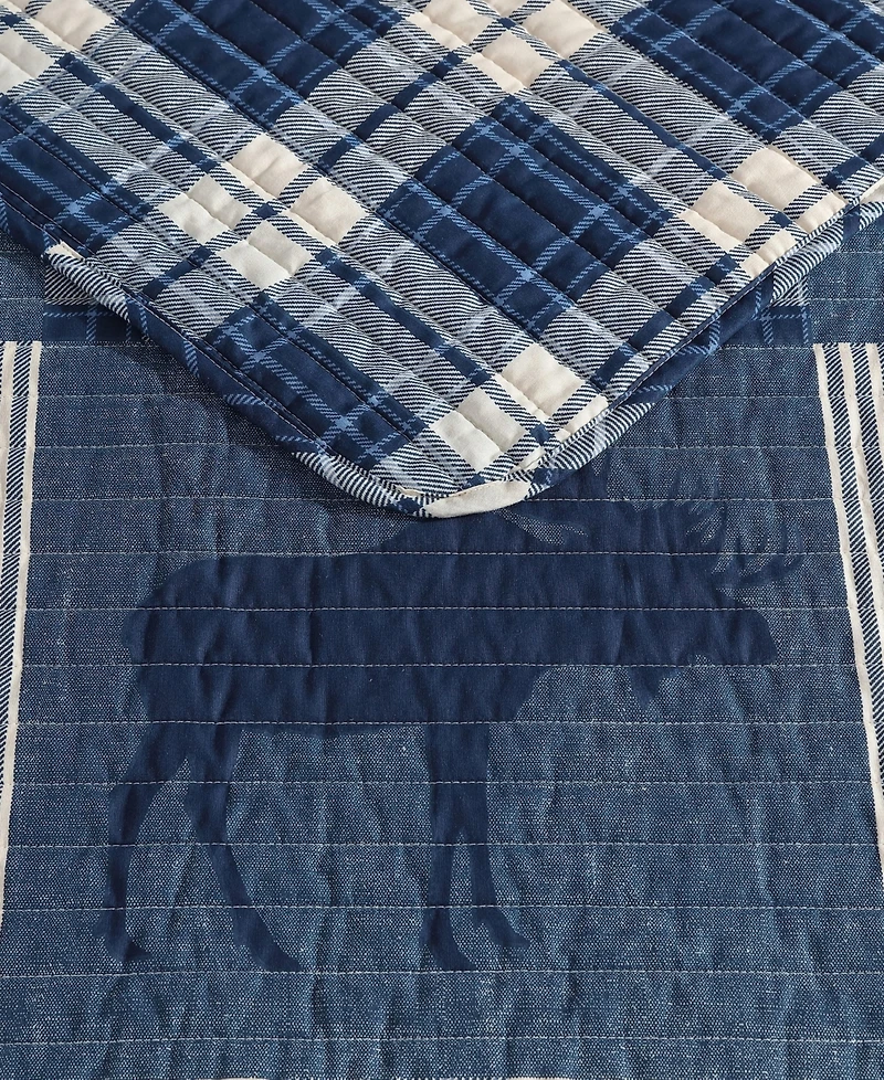 Eddie Bauer Moose Plaid Cotton Reversible -Pc. Quilt Set