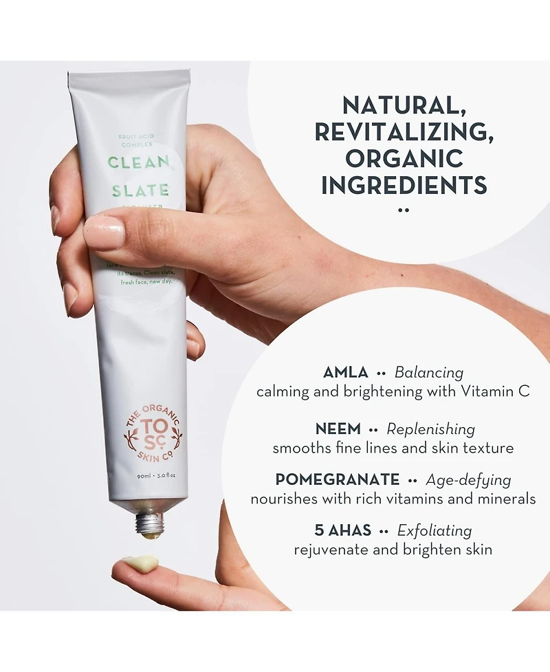 Facial Wash | Clean Slate by The Organic Skin Co. | Face Wash for Women and Men | Face Care | Exfoliating Face Wash with Aha | Gentle Face Cleanser fo