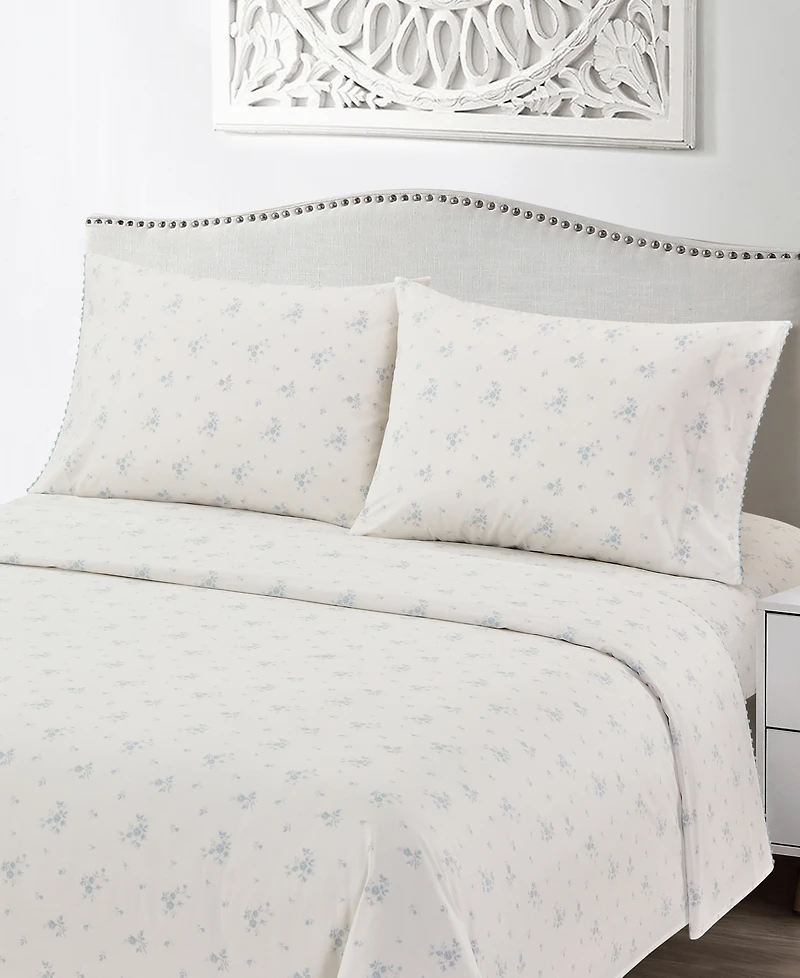 Sunham Callie Floral 200-Thread Count 4-Pc. Sheet Set