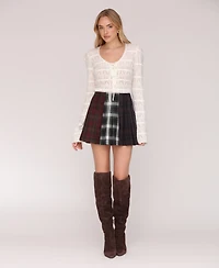 Avec Les Filles Women's Multi-Pattern Pleated Mini Skirt