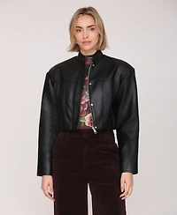 Avec Les Filles Women's Wide Shoulder Cropped Jacket