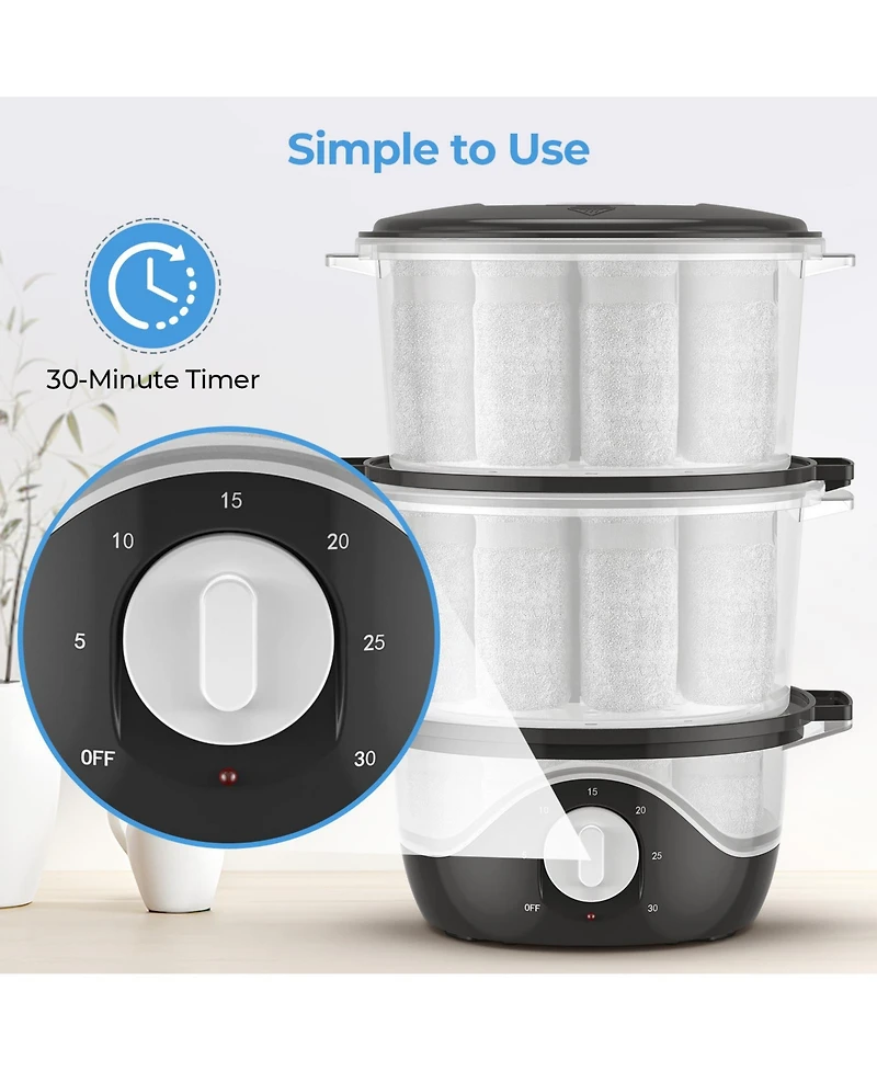 Sugift Large Capacity Hot Towel Warmer Towel Steamer with 2-Layer Baskets, 60-Min Timer, Auto Shut-Off
