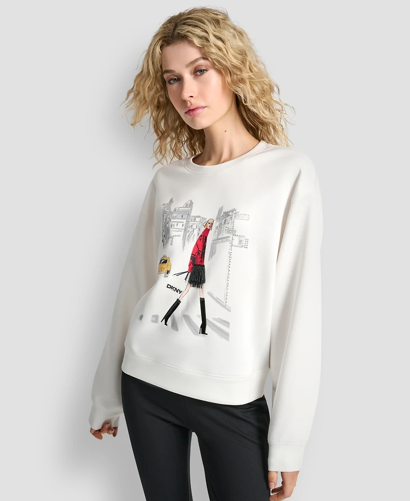 Dkny Women's Crossing Times Square Print Sweatshirt