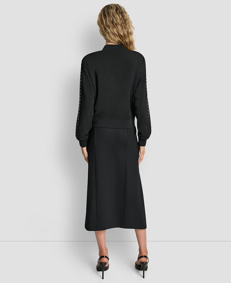 Dkny Women's Double Weave Grommet Bomber Long Sleeves Jacket