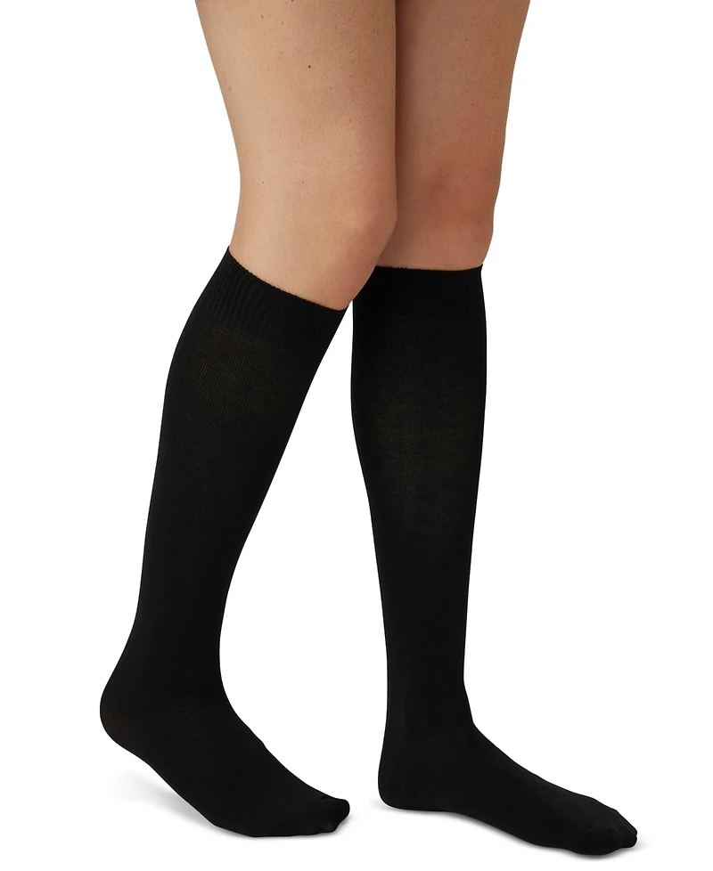 Hue Women's Flat Knit Knee High Socks 3 Pair Pack