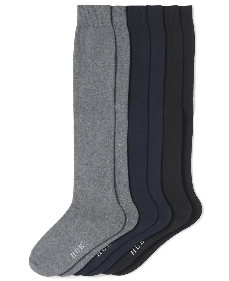Hue Women's Flat Knit Knee High Socks 3 Pair Pack