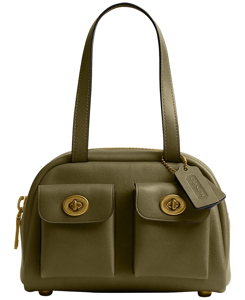 Coach Originals Twin Turnlock Small Waxed Leather Shoulder Bag 20