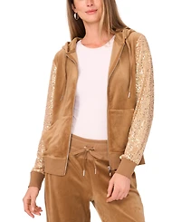 Vince Camuto Women's Relaxed Fit Zip Front Hoodie Jacket