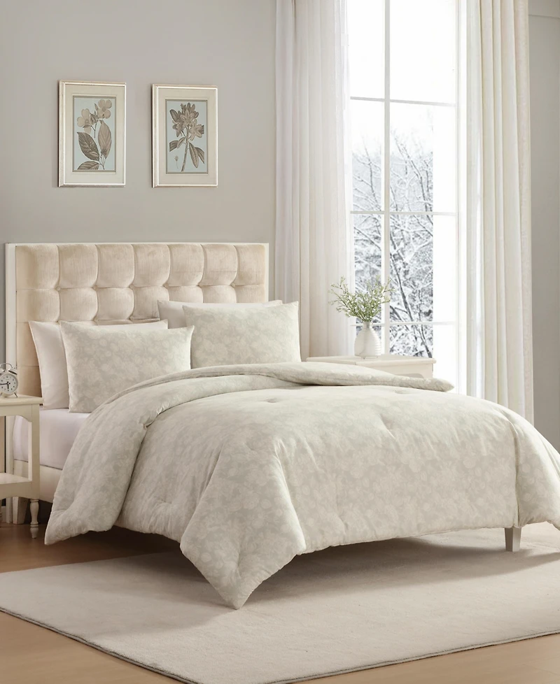 Laura Ashley Meredith Printed Flannel 3-Pc. Comforter Set