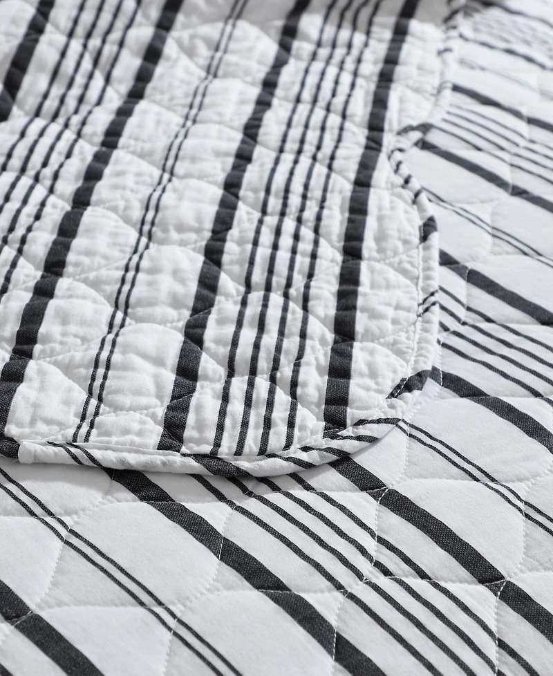 Laura Ashley Stripe Perfection Cotton 3-Pc. Quilt Set, Full/Queen