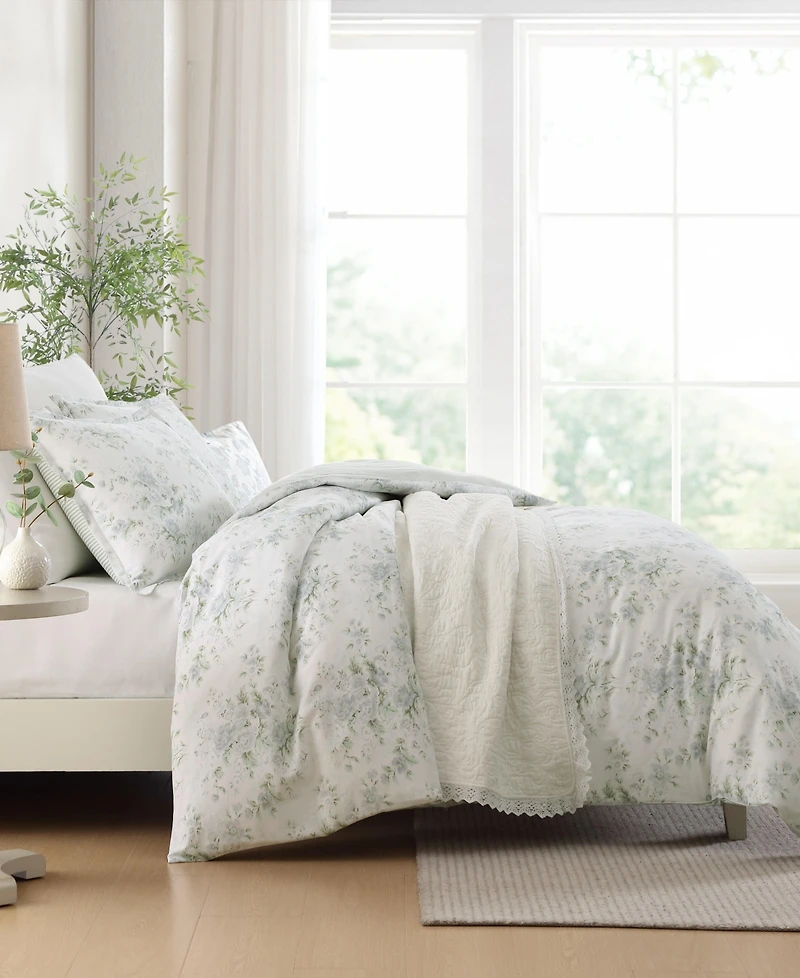 Laura Ashley Arundel Sateen 3-Pc. Duvet Cover Set