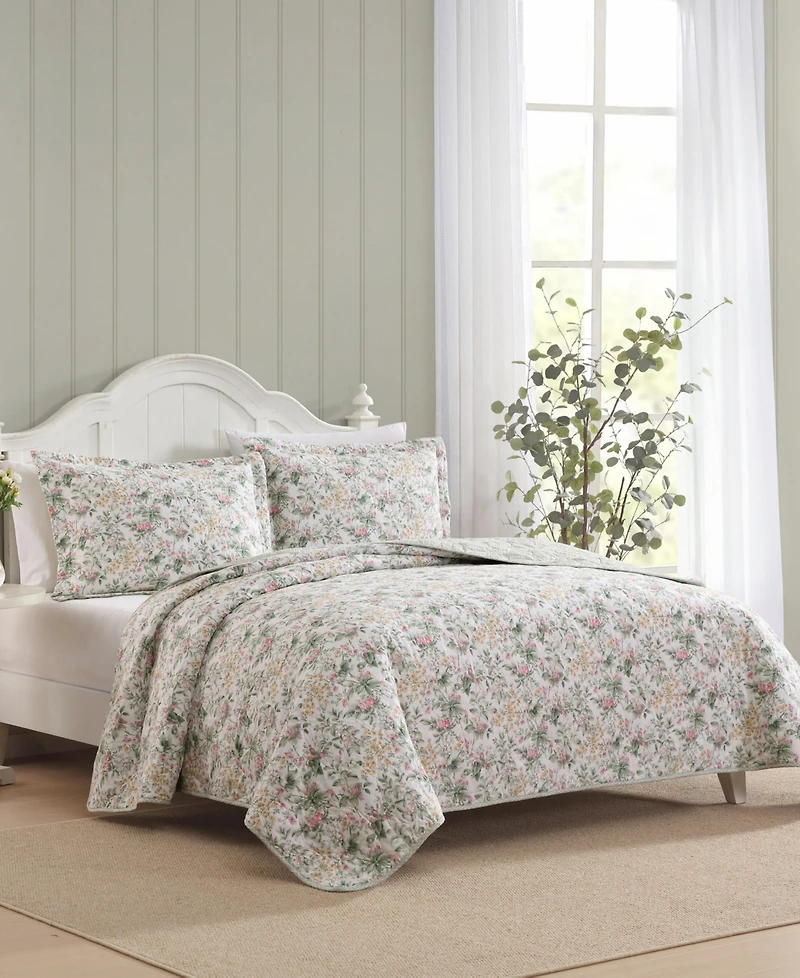Laura Ashley Bramble Floral Cotton 3-Pc. Quilt Set, King