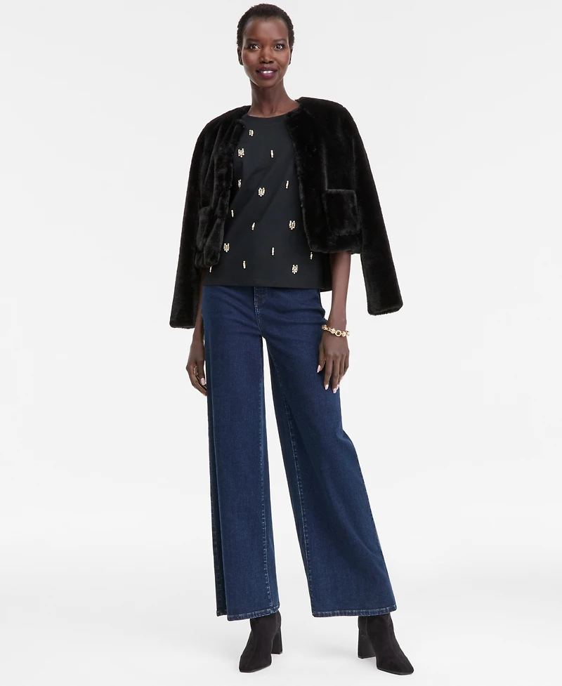 I.n.c. International Concepts Women's Cotton Embellished Tee, Macy's Exclusive