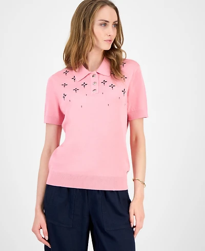 Tommy Hilfiger Women's Embellished Polo Sweater