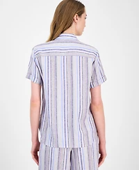 Tommy Hilfiger Women's Striped Short-Sleeve Camp Shirt