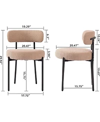 Dyhome Boucle Dining Chairs Set of 4, Upholstered Kitchen Room Chairs, Side with Thick Cushions and Metal Legs