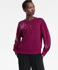 I.n.c. International Concepts Women's Embellished French Terry Sweatshirt, Macy's Exclusive