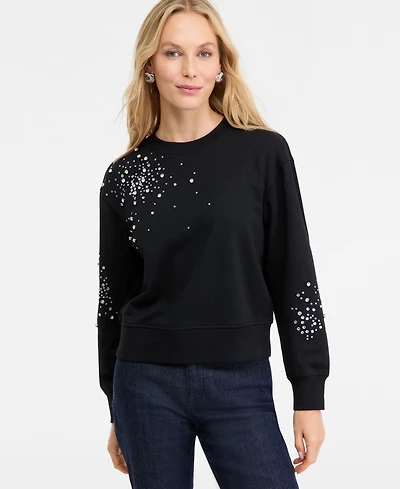 I.n.c. International Concepts Women's Embellished French Terry Sweatshirt, Macy's Exclusive