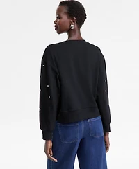 I.n.c. International Concepts Women's Studded French Terry Sweatshirt, Macy's Exclusive