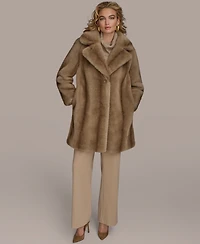Donna Karan New York Women's Notched-Collar Faux-Fur Coat