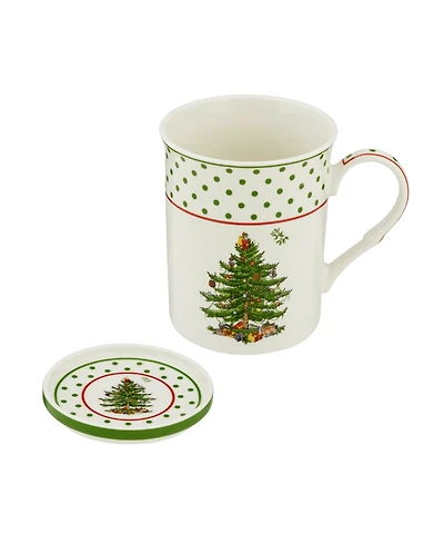 Spode Christmas Tree Polka Dot Mug & Coaster Set