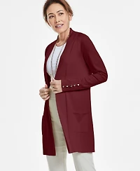 Jm Collection Women's Button-Sleeve Flyaway Cardigan Sweater