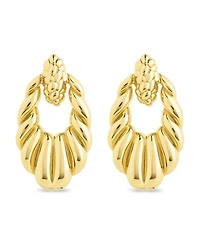 Sterling Forever Enid Textured Door Knocker Stud Earrings
