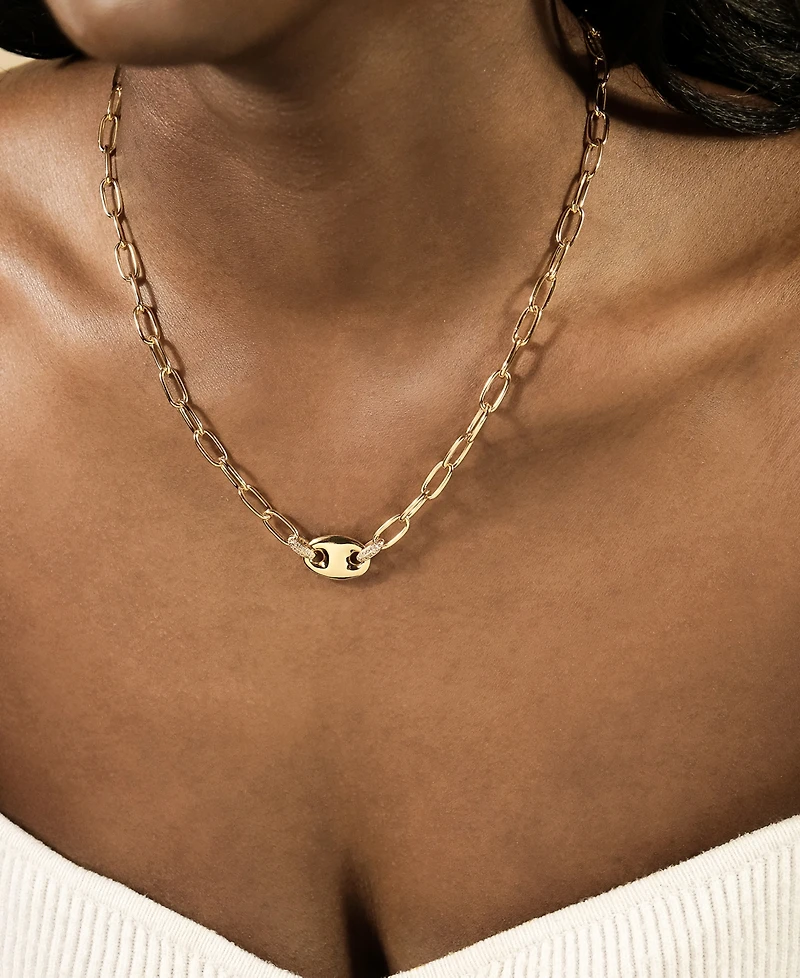 Sterling Forever Bliss Cubic Zirconia Anchor Chain Necklace
