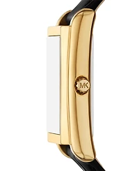 Michael Kors Women's Essex Three-Hand Black Leather Watch, 26x36mm