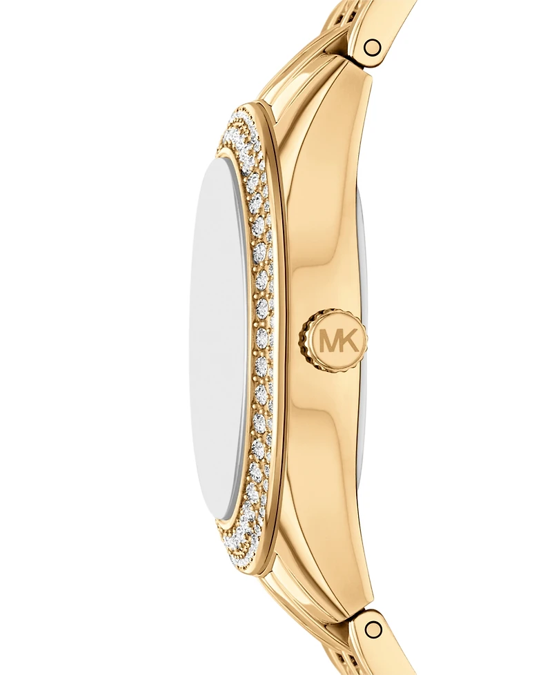Michael Kors Women's Harlowe Three-Hand Gold-Tone Stainless Steel Watch Set, 33mm