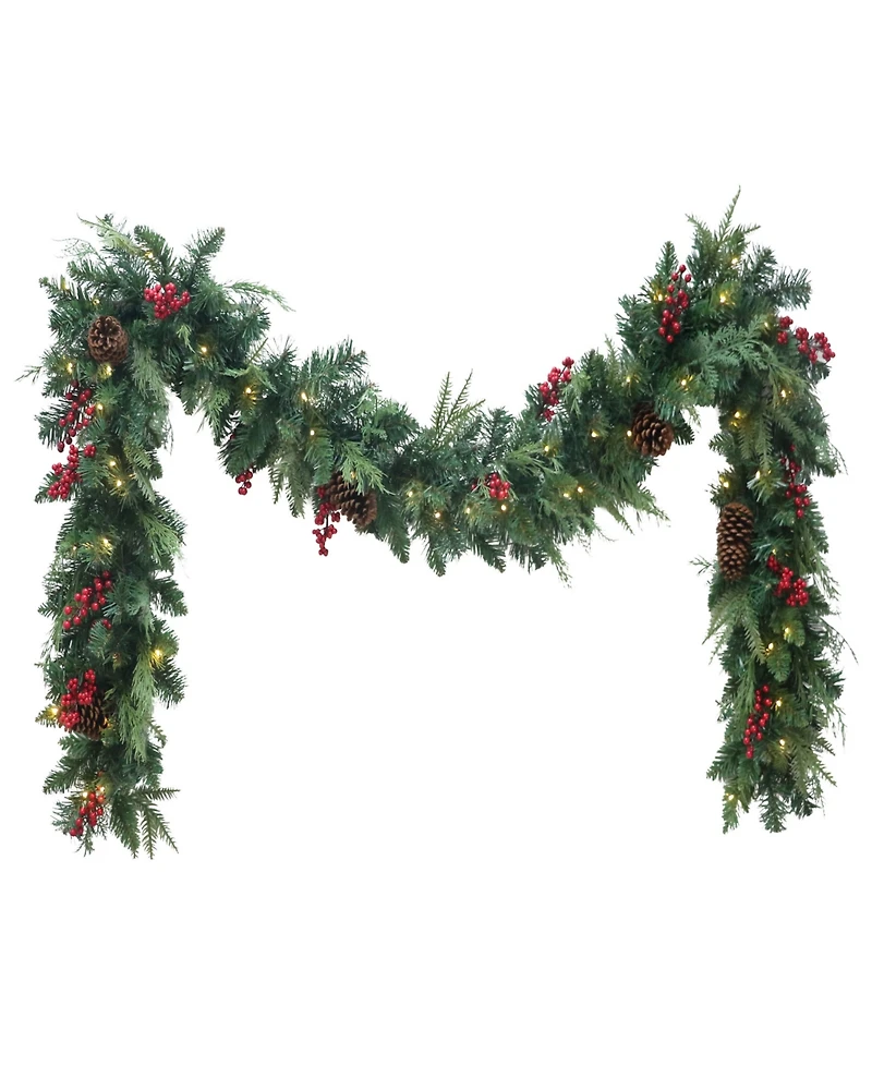 Puleo 10" Pre-Lit Battery-Operated Adorned Garland