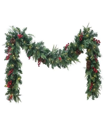 Puleo 10" Pre-Lit Battery-Operated Adorned Garland