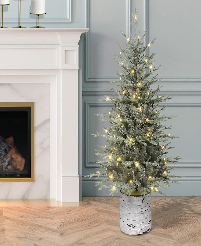 Puleo 4.5' Pre-Lit Artificial Potted Arctic Fir Tree
