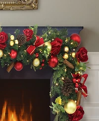 Puleo 10" Pre-Lit Artificial Adorned Battery-Operated Garland