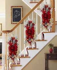 Puleo 28" Pre-Lit Adorned Flocked Artificial Banister Swag