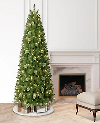 Puleo 7.5' Pre-Lit Artificial Slim Teton Pine Tree with Led Lights