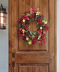 Puleo 26" Pre-Lit Artificial Adorned Christmas Wreath