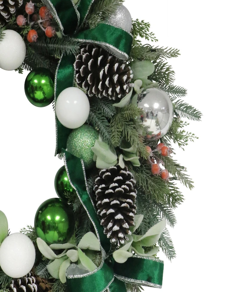 Puleo 26" Pre-Lit Artificial Adorned Christmas Wreath