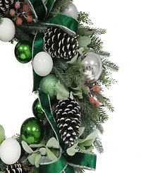 Puleo 26" Pre-Lit Artificial Adorned Christmas Wreath