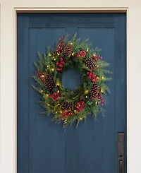 Puleo 24" Pre-Lit Adorned Battery-Operated Wreath