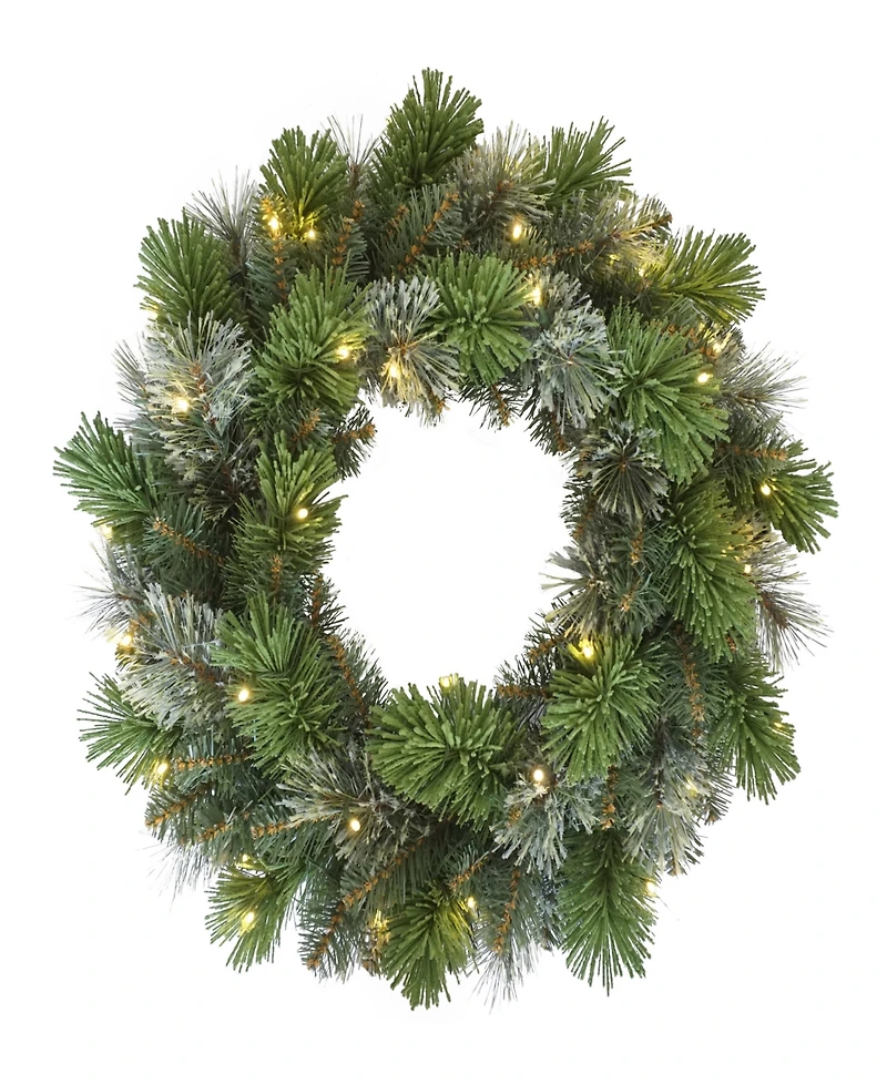Puleo 24" Pre-Lit Artificial Oklahoma Pine Wreath with Led Lights