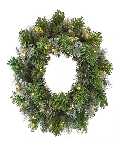 Puleo 24" Pre-Lit Artificial Oklahoma Pine Wreath with Led Lights