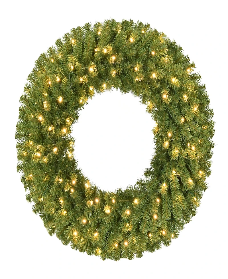 Puleo 48" Pre-Lit Artificial Utah Spruce Wreath with Warm White Led Lights