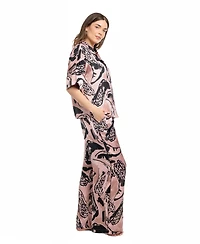 Midnight Bakery Women's 2-Piece Printed Top and Pants Pajama Set