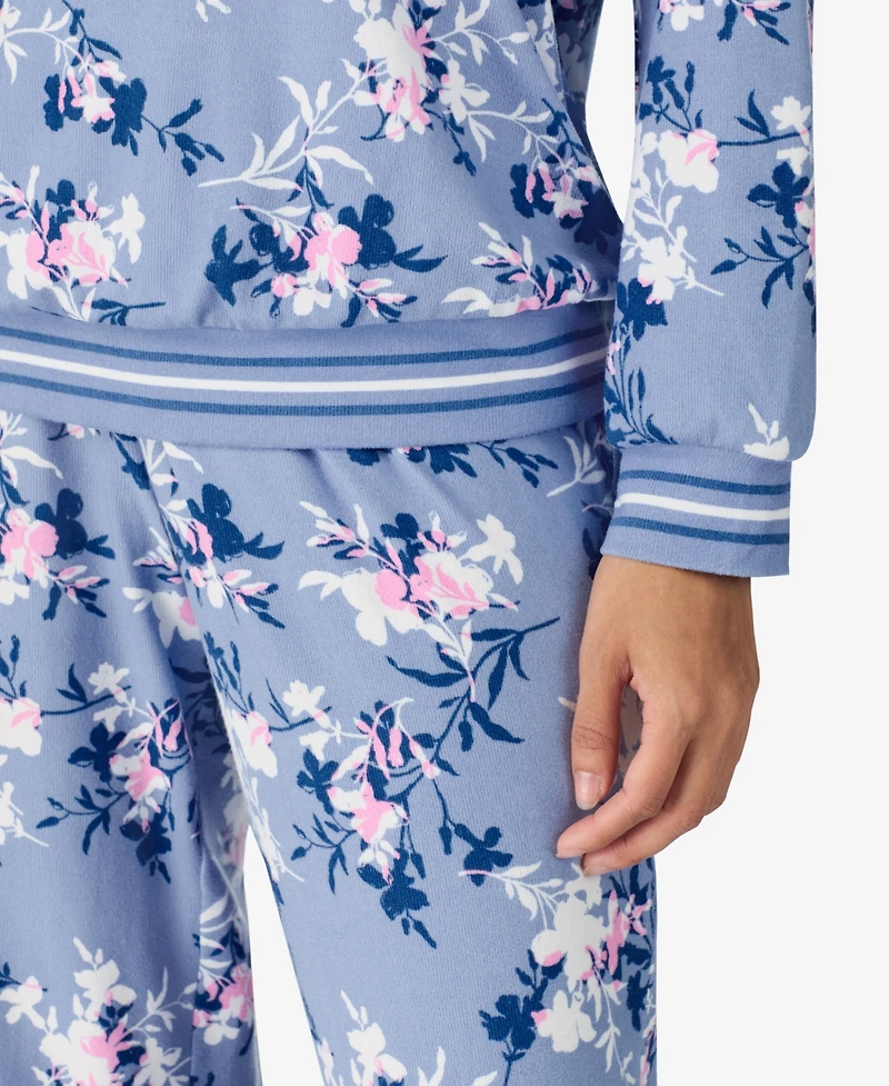 Ellen Tracy Women's 2-Piece Round Neck Top and Pants Pajama Set
